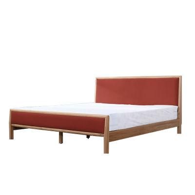 All Solid Wood Oak Double Bed Simple Adjustable Bed 0110