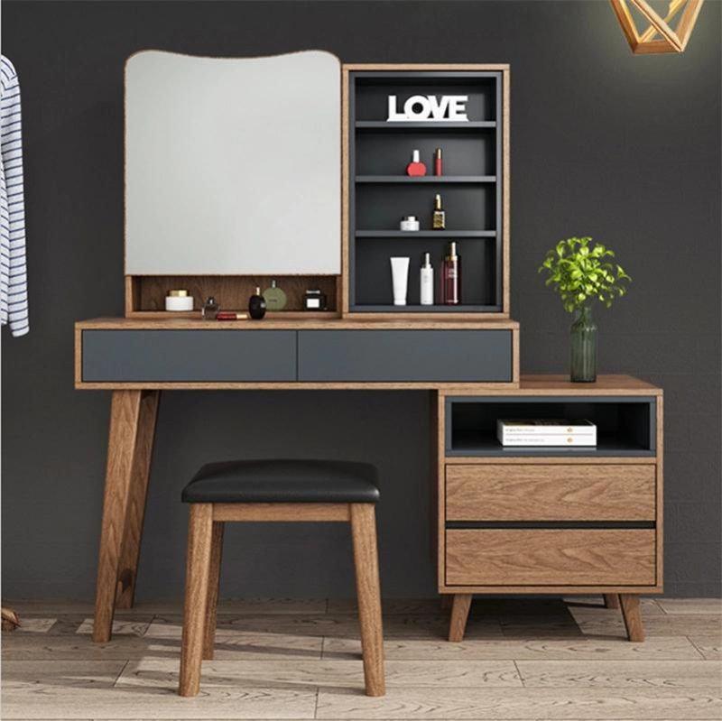 Nordic Plate Dressing Table and Stool Combination Bedroom Dressing Table Ins Style Simple Multifunctional Dressing Table Storage Dressing Table 0004