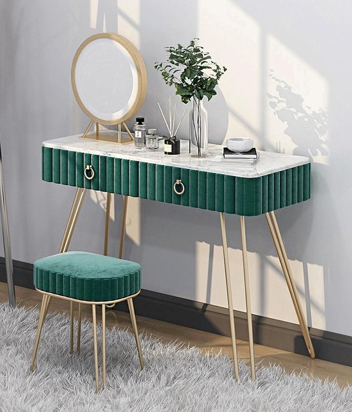 Modern Simple Bedroom Nordic Marble Dresser Integrated Small-Sized Makeup Table Set