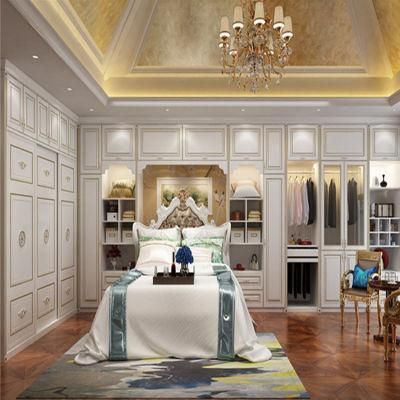 China Factory Classic Bedroom Furniture Designs PVC Wooden Walk in Wardrobe Closet Set for Clothes