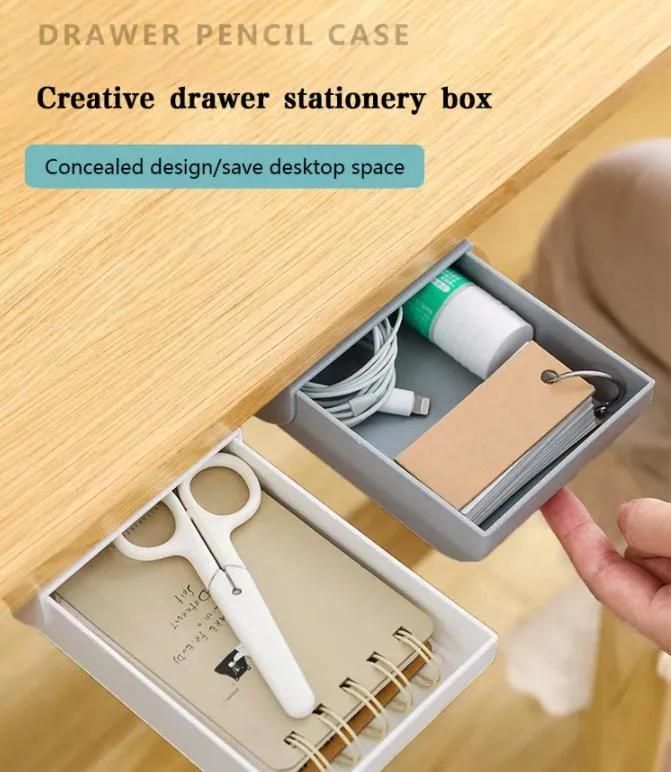 Office Plastic Stationery Under Table Stationery Storage Hidden Drawer