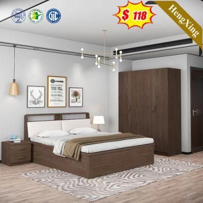 Simple Style White Mixed Color Wooden Bedroom Set Furniture Storage Beds with Wardrobe