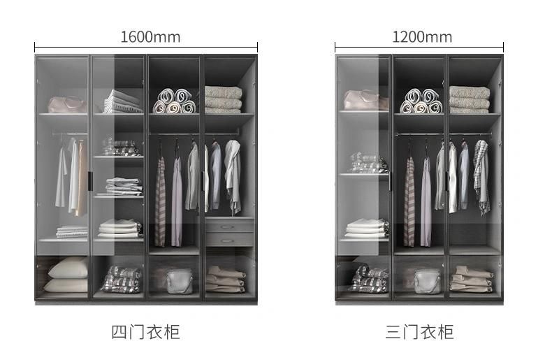PA Luxurious Man Dressing Apartment Room Pivot Hinged Glass Door Display Wardrobe with Lights