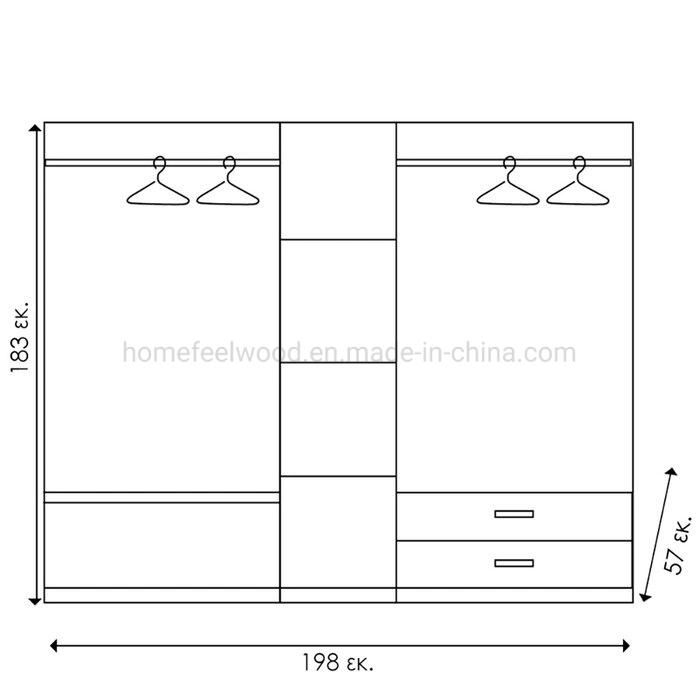 Wholesale Modern European Home Bedroom Furniture Wooden MDF Closet Wardrobe (HF-WF051321)