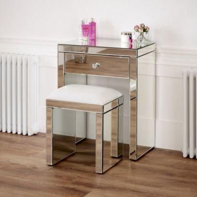 Simple Style Venetian Mirrored Home Furniture Vanity Set with Stool