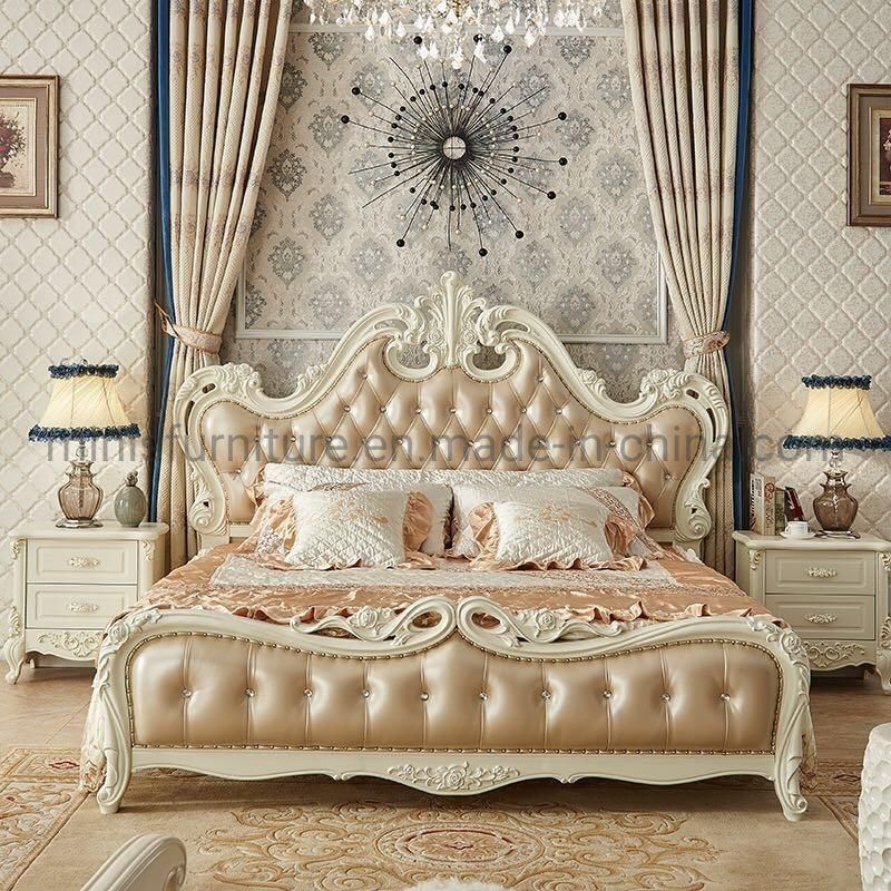 (M-CB52) Beautiful Vintage Wood Bed with Leather Made in China