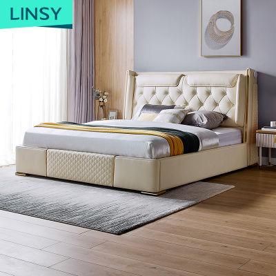 Linsy New Double King Size Italian Modern Leather Bed R305