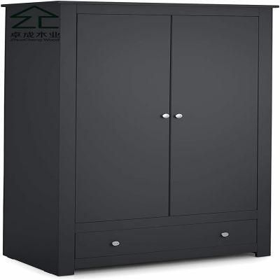 Black Color MDF Faced Melamine Door Wardrobe with Handle