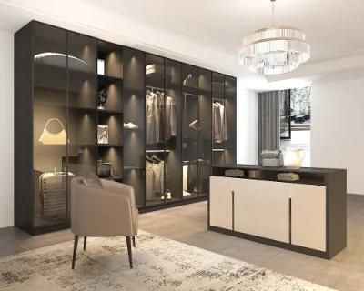 Nordic Design Large Black Glass Door Bedroom Wardrobe
