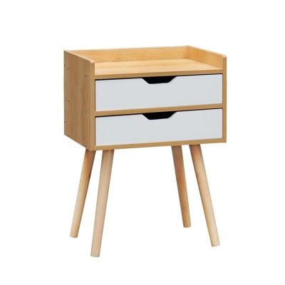 Wood Nightstand with Two Drawers