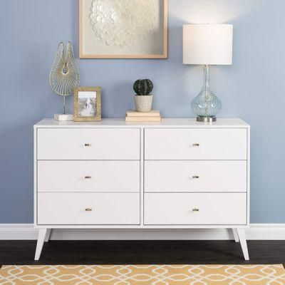 Nova MID Century Modern White 6-Drawer Dresser