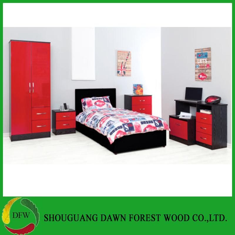 Red High Gloss & Ash Black Modern Bedroom Furniture Units & Bedroom Sets