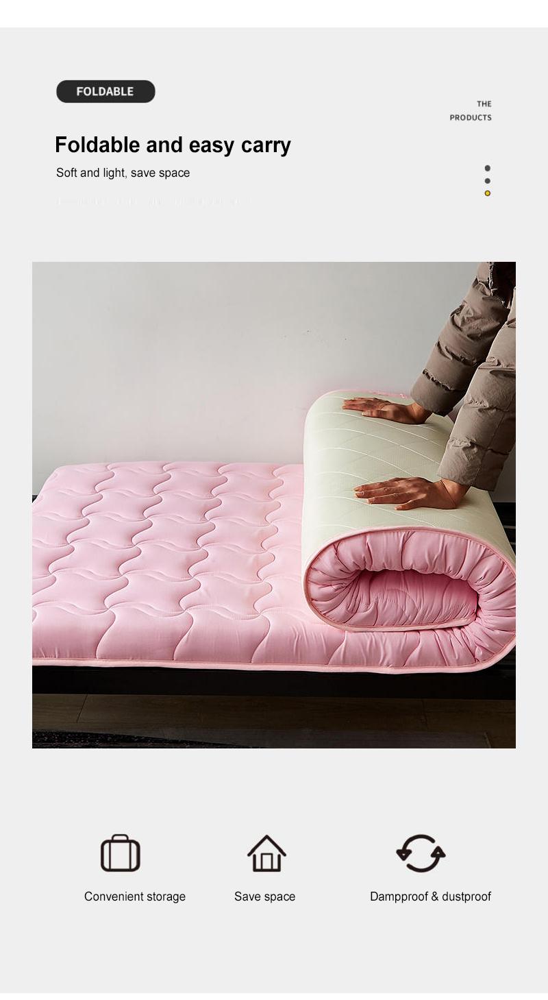 Camping Bed Quilted Pad Thin Portable Lightweight Comfortable Double
