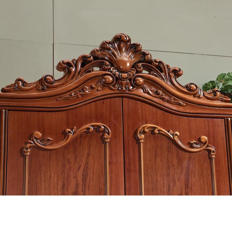Classic Bedroom Furniture Wood Double Bed with Wardrobe and Dresser in Optional Color