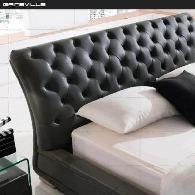 China Wholesale Hot Sale High-End Pull Point Headboard King Size Bed Double Bed Gc1621
