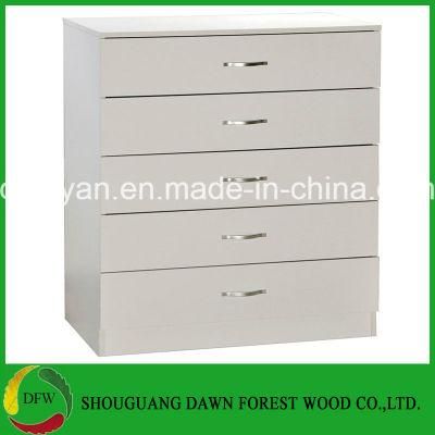 Chest of Drawers White 5 Drawer Metal Handles Runners
