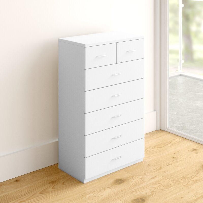Wooden White Tallboy Chest Drawer Big Organizer Dresser Cabinet (HF-WF072421)