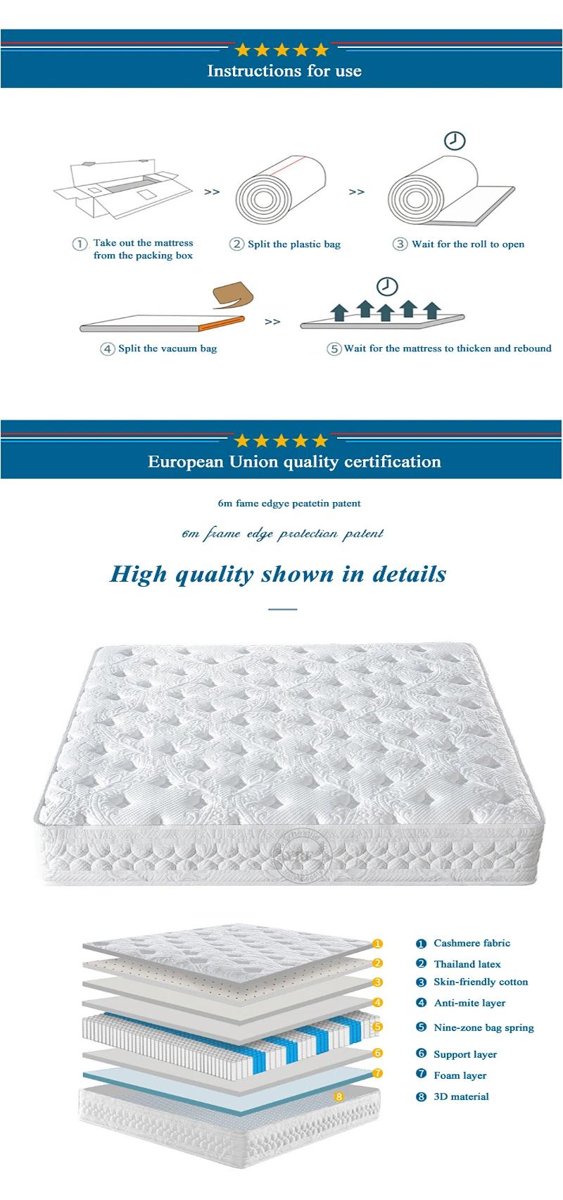 Resort Hotel Bedroom Latex Mattress Spring Compressed for Single Bed