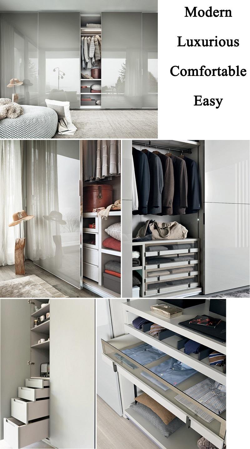 New Modern White Sliding Door Wardrobe Home Furniture