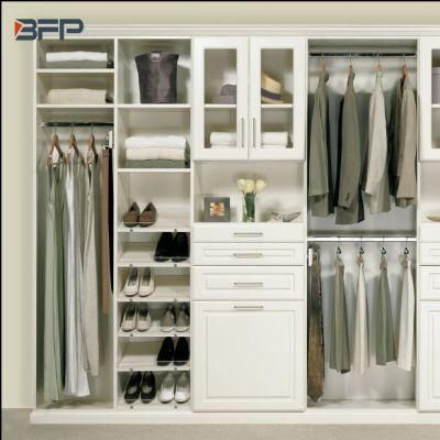 America Style Solid Wood Glass Door Bedroom Closet