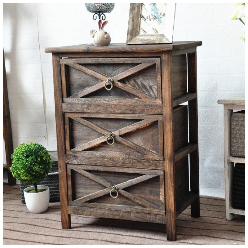 European Style Retro Wood Drawer Base Cabinet 0221