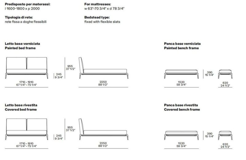 Park 1, Beds in Fabric, Metal Frame, Latest Italian Design Bedroom Set in Home and Hotel Furniture Custom-Made