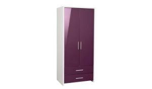 Size H180.5, W80, D52cm High-Gloss 2 Door 2 Drawer MDF Kids Wardrobe