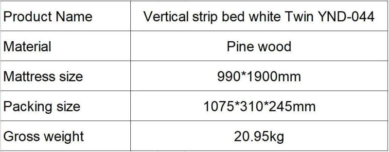 White Solid Pine Frame KD Single Bed with Bed Board
