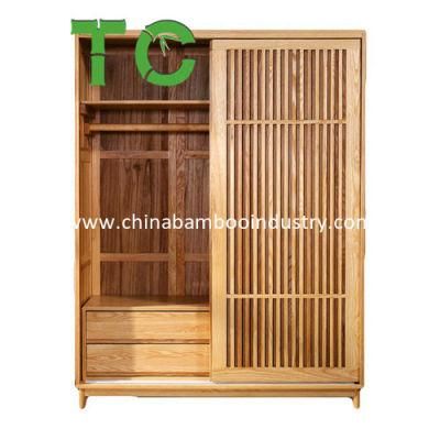 Bamboo Bedroom Wardroe with Sliding Door 2 Drawer Storage Cabinet