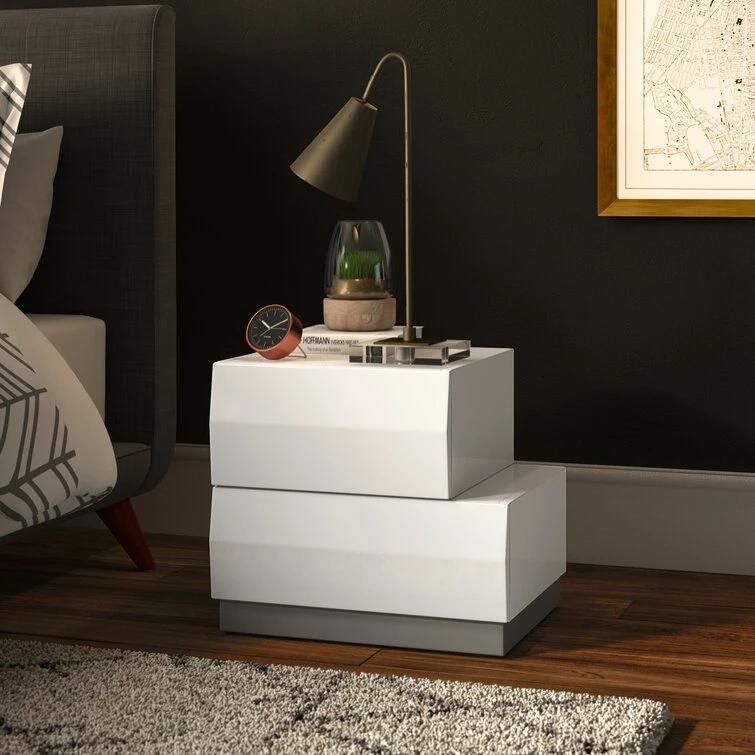 Nova Solid + Manufactured Wood White Nightstand with 2 Drawers