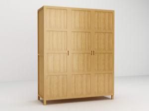 Solid Oak Wood Gents Wardrobe with 3 Doors/Wooden Bedroom Furniture (HSR-024)