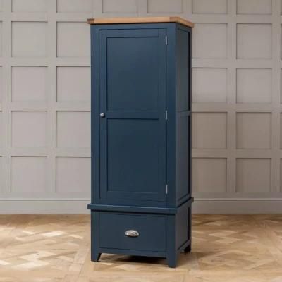 Blue Painted Single 1 Door Wardrobe with 1 Drawer