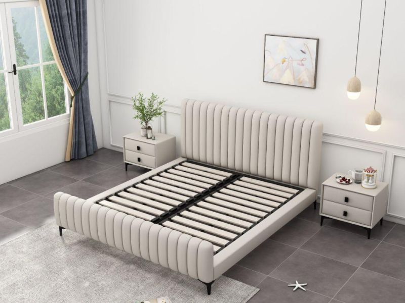 Newest Home King Size Bed High Quality Leather Wooden Bed