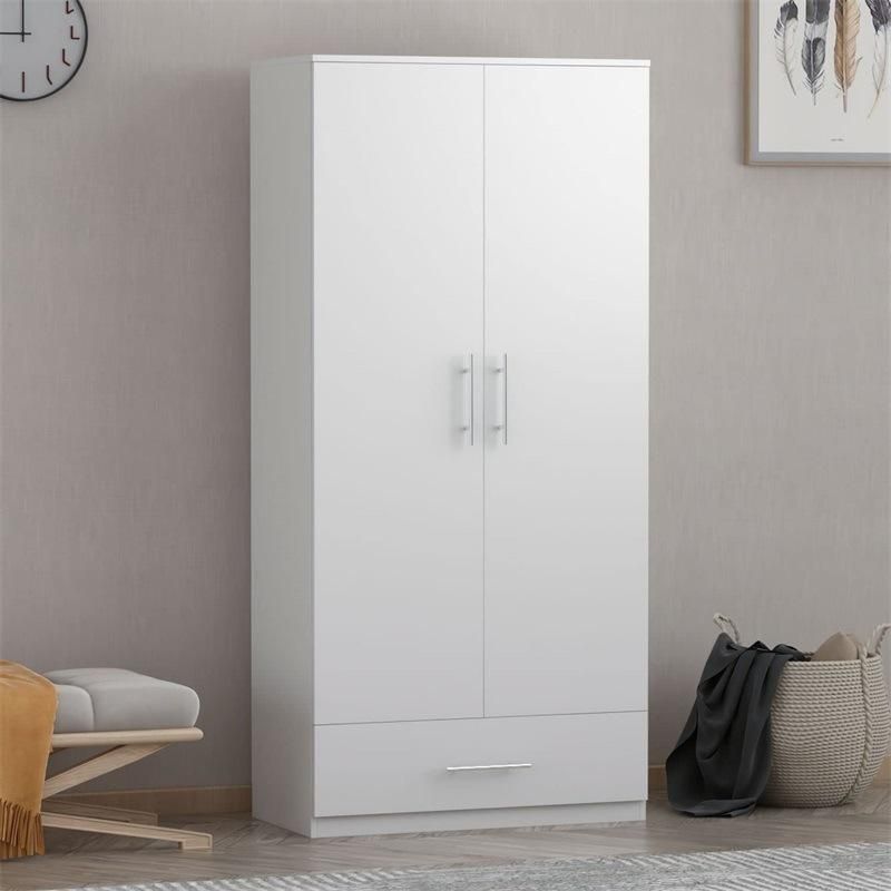 Wooden Storage Cabinet Wardrobe Bedroom Closet Organizer with Doors for Bedroom White