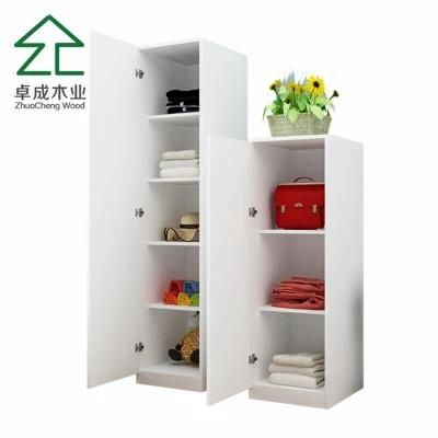 White Color One Door Tall or Short Wardrobe with Handle and Hinge