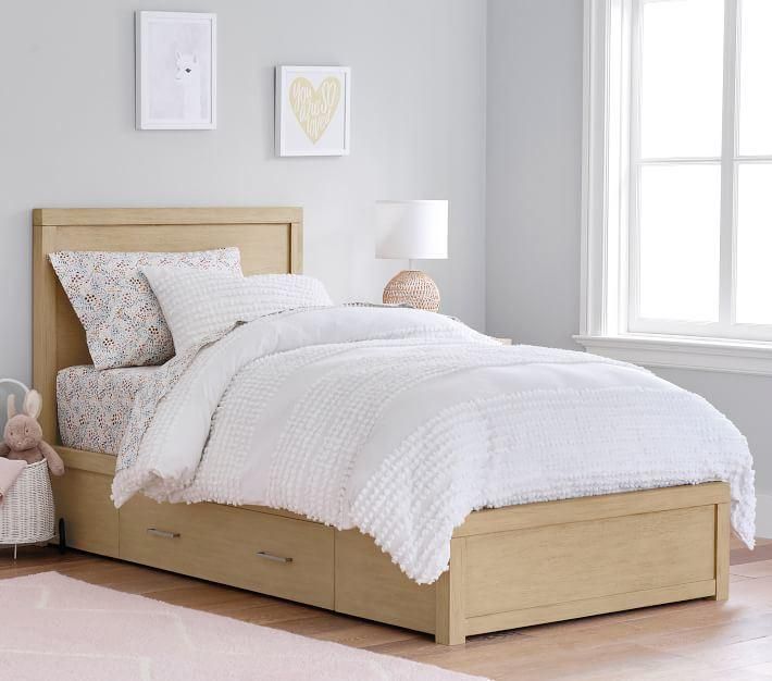 Solid Poplar Wood Beech Wood Storage Bed