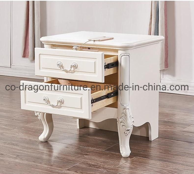 European Style Modern Bedroom Furniture Wooden Two Layers Nightstands Table