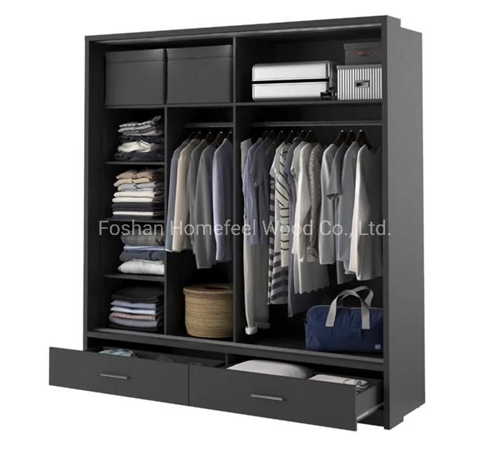 China Wholesale Wooden Sliding Mirror Doors Wardrobe Storage Cabinet Closet with LED (HF-WB14)