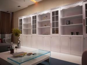 European Style White PVC MDF Cabinet, Bookcase, Display Cabinet