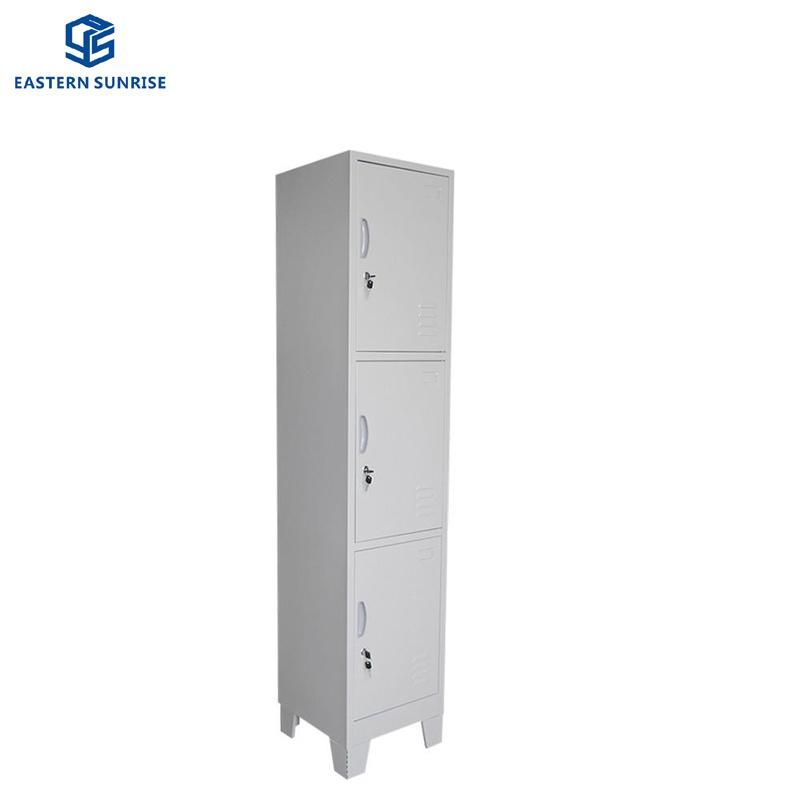 Gym Used Steel Locker 3 Doors Storage Metal Locker with Feet