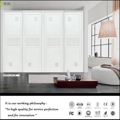 Oppein White Emboss Wood Bedroom Wardrobe