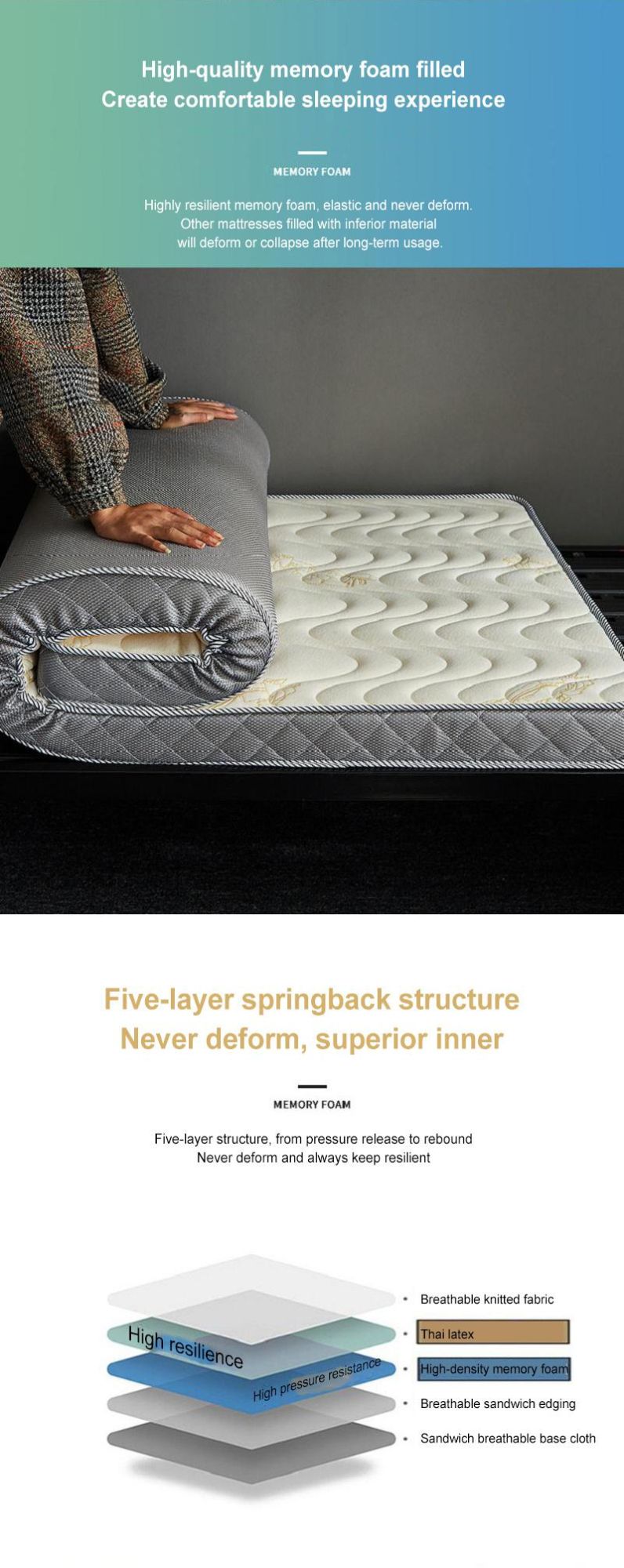 Student Bed Mattress Thick 6cm Multi-Purpose Soft Natural Latex Double