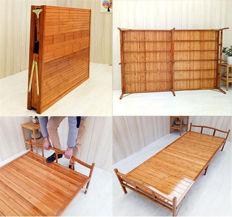 Wholesales Household Simple Bed Folding Double Bamboo Bed