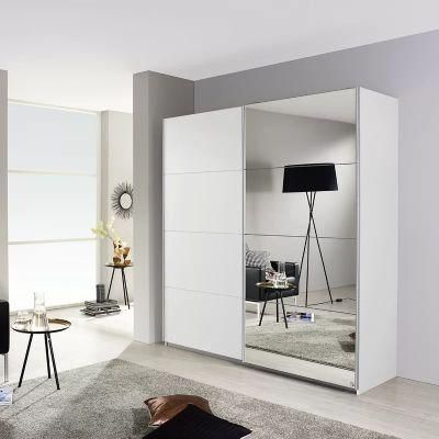Modern MDF Sliding Mirror Door Wardrobe Bedroom Design Clothes Storage Closet (HF-WB38)