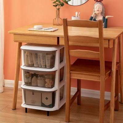 Movable 3~5 Layers Dustproof with Cover Storage Drawers Plastic Children&prime; S Toys Clothes Sundries Storage Cabinet with Wheels