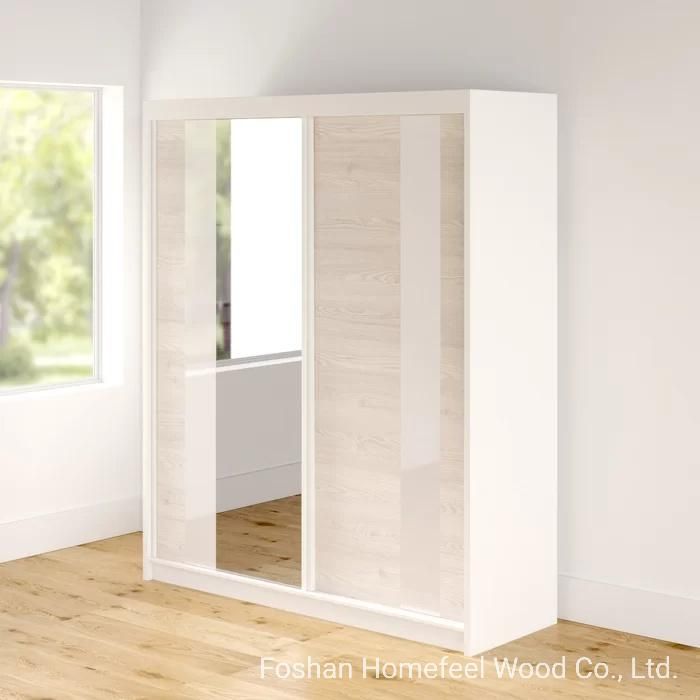 Wholesale Modern MDF Wooden Home Bedroom Sliding Mirror Door Wardrobe (HF-WB41)