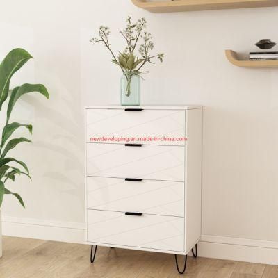 Living Bedroom Dresser Chest of Drawers, Bedside Table with Metal Legs