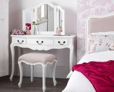 White Wooden American Style Dresser with Mirror for Makeup