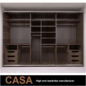 Walnut Color with Drawers and Shelves Walk-in Wardrobe Closet
