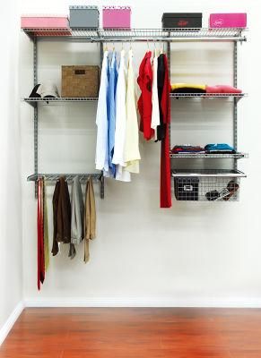 Sliver Flexible Wardrobe System Metal Wire Shelf Storage Closet with Podwer Coated